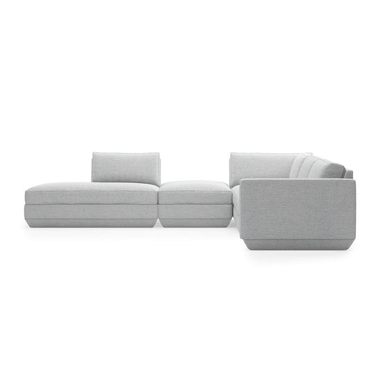 Gus* Modern Podium 5, sofa lounge 5 places, en bois et tissu, bayview silver, gauche