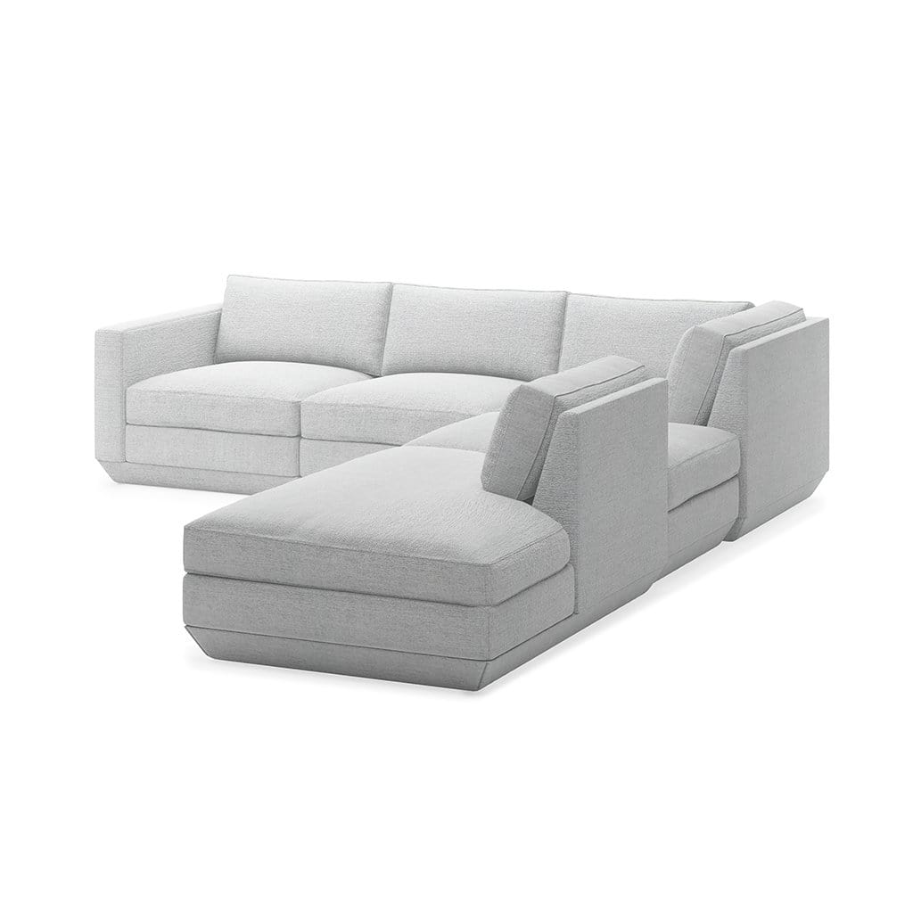 Gus* Modern Podium 5, sofa lounge 5 places, en bois et tissu, bayview silver, droite