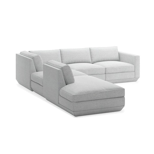 Gus* Modern Podium 5, sofa lounge 5 places, en bois et tissu, bayview silver, gauche