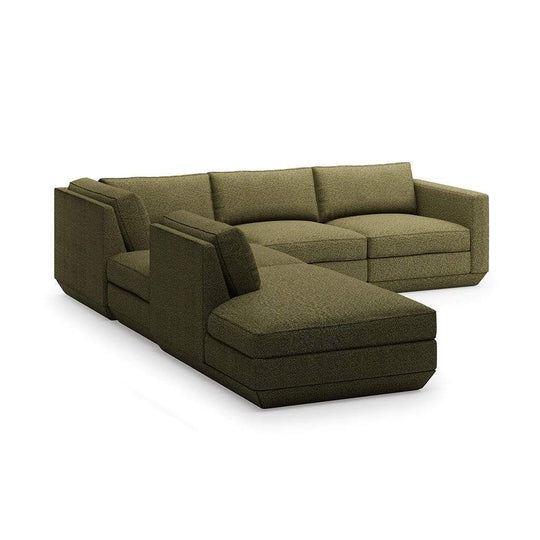 Gus* Modern Podium 5, sofa lounge 5 places, en bois et tissu, copenhagen terra, gauche