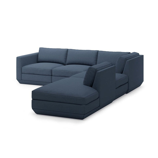 Gus* Modern Podium 5, sofa lounge 5 places, en bois et tissu, hanson navy, droite