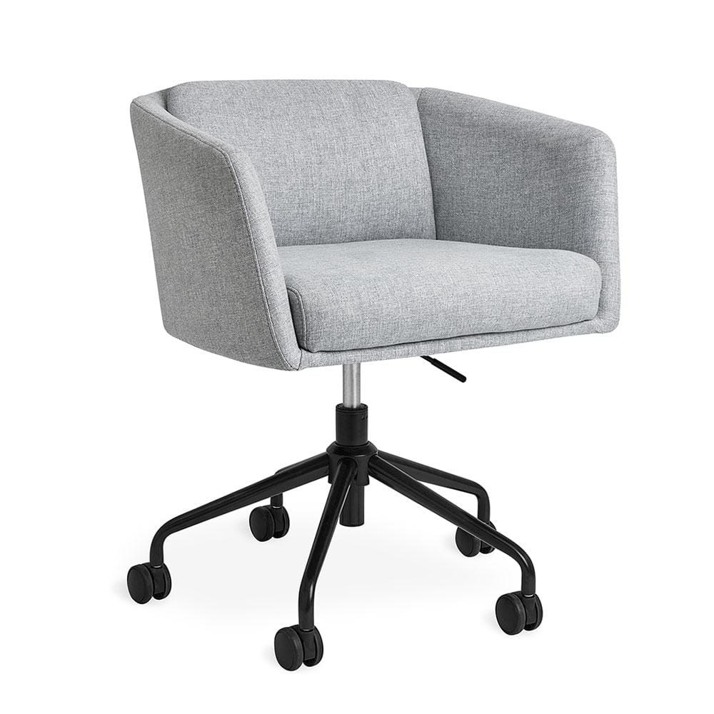 Gus* Modern Radius, chaise de bureau rembourrée, en tissu et métal, bayview silver