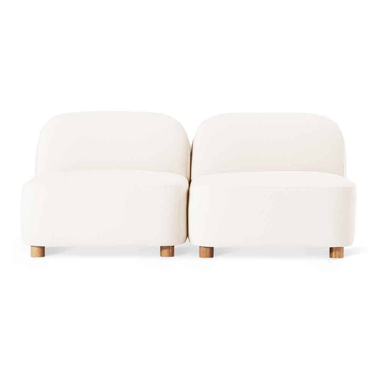 Gus* Modern Circuit Modular 2, sofa modulable aux coins arrondis, en bois et tissu, merino cream