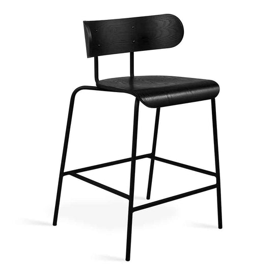  Gus* Modern Bantam, tabouret de comptoir confortable et contemporain, en bois et métal, frêne noir