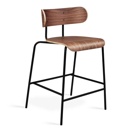 Gus* Modern Bantam, tabouret de comptoir confortable et contemporain, en bois et métal, noyer