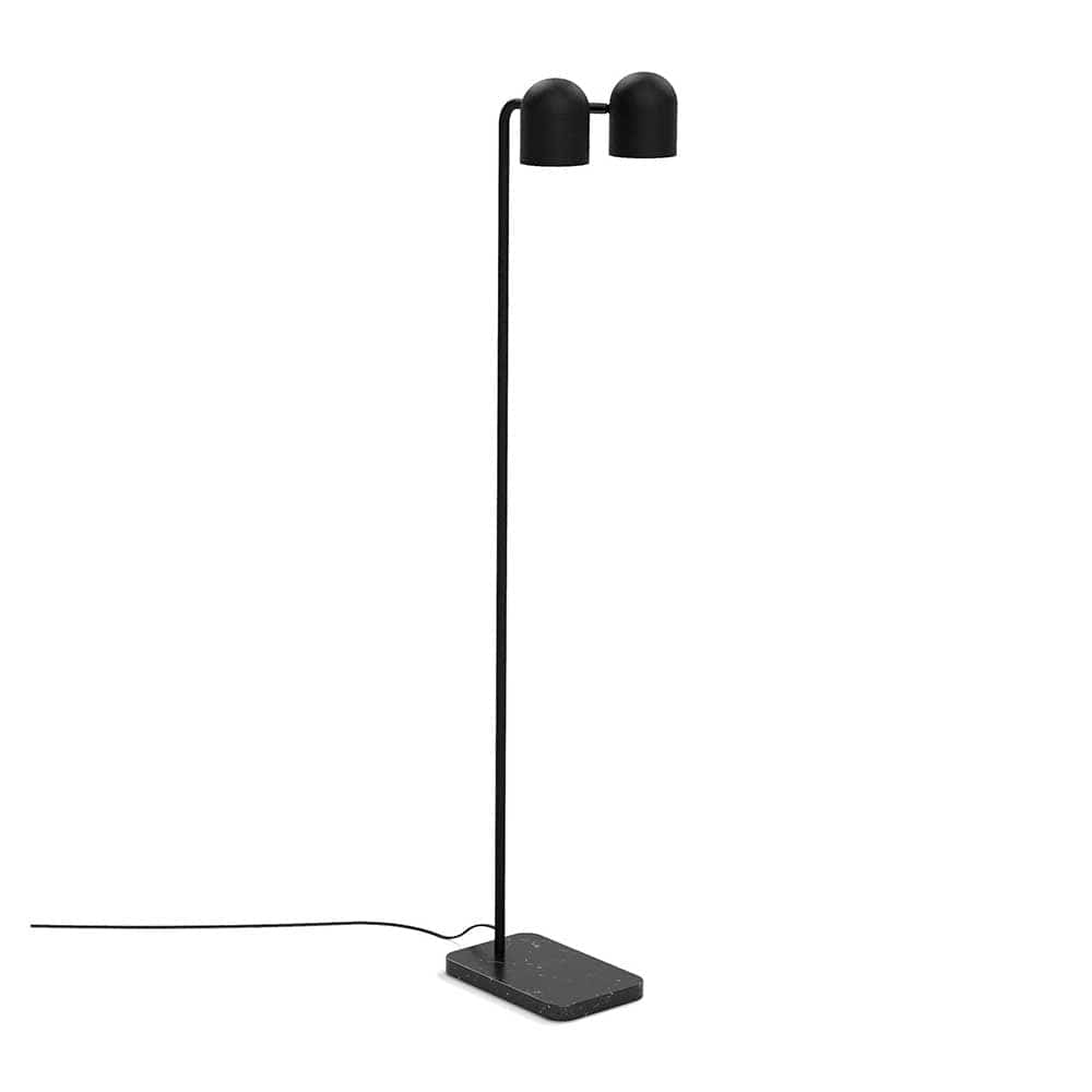 Gus* Modern tandem, lampe sur pied avec 2 abat-jour, en métal, noir