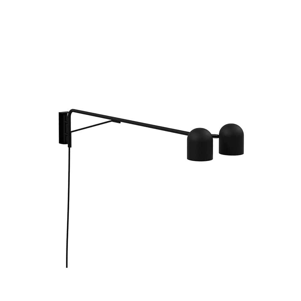 Gus* Modern tandem, lampe murale avec 2 abat-jour, en métal, noir