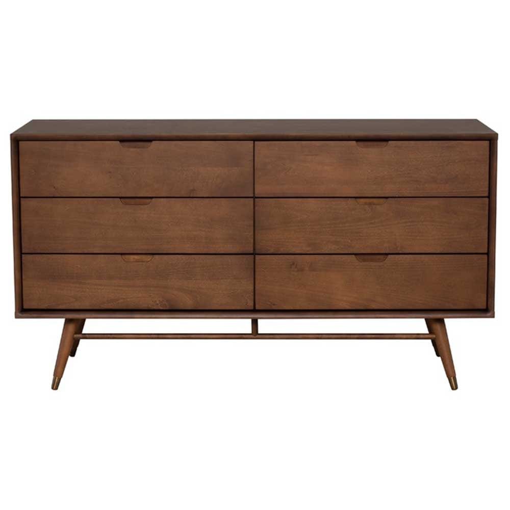 Nuevo Daniel, buffet avec 6 tiroirs de rangement, en bois, noyer