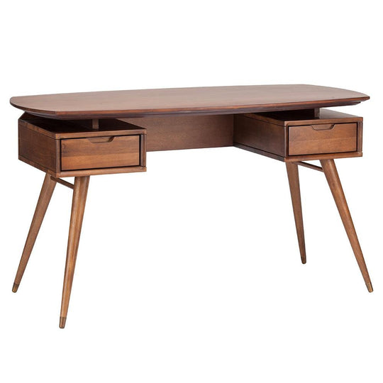 Nuevo Carel, bureau avec tiroirs, en bois et placage de bois, noyer