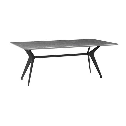 Nuevo Daniele, table à dîner et de salle à manger, en bois et en acier, céramique grise / 79"