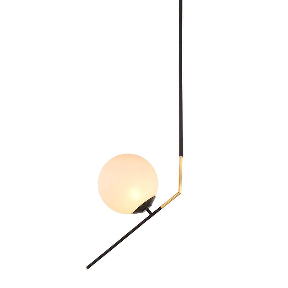 Nuevo Declan, lampe suspendue, en métal peint mat et globe en verre opaque, 1 globe