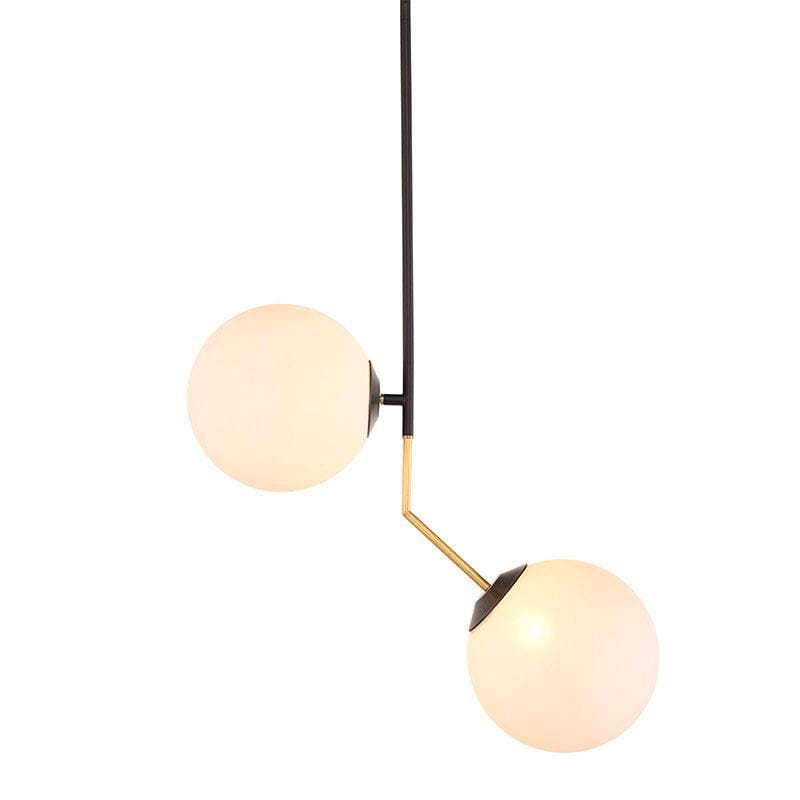 Nuevo Declan, lampe suspendue, en métal peint mat et globe en verre opaque, 2 globes