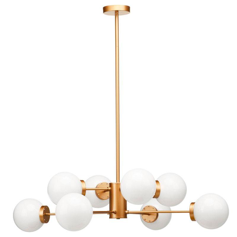 Nuevo Dylan, lampe suspendue, en métal peint avec 8 globes en verre, or