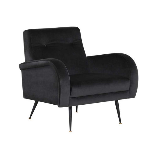 Nuevo Hugo, fauteuil, en velours et acier, gris foncé