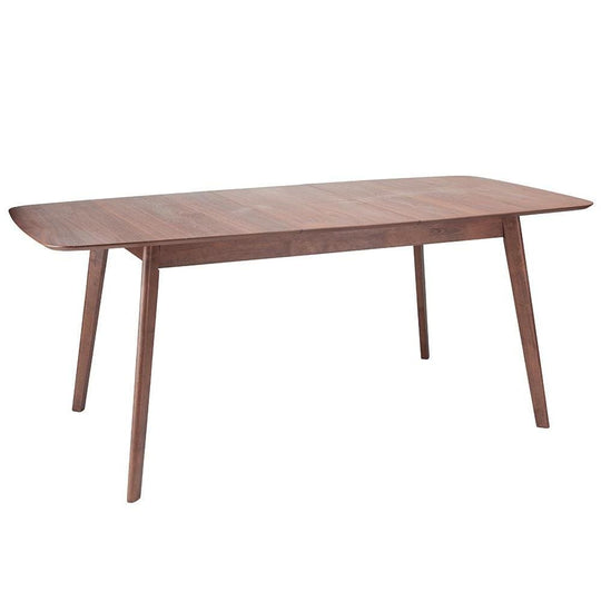 Loel, table Mid-century : élégance simple et extension astucieuse. Plateau noyer apporte chaleur. Transformez-la pour des repas conviviaux.