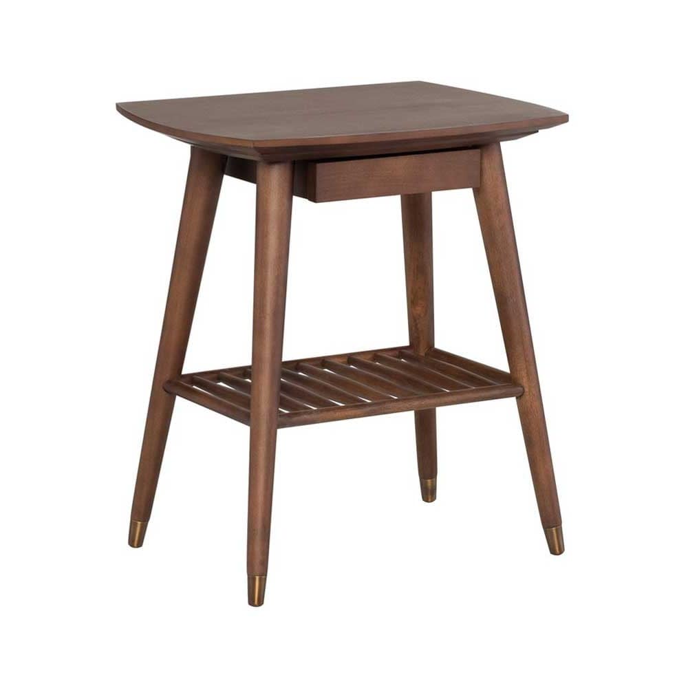 Nuevo Ari, table d'appoint avec tiroir et plateau, en bois, noyer