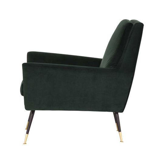 Fauteuil Vanessa : design audacieux, confort exceptionnel. Velours rembourré, pieds en acier noir pour une touche moderne et élégante.