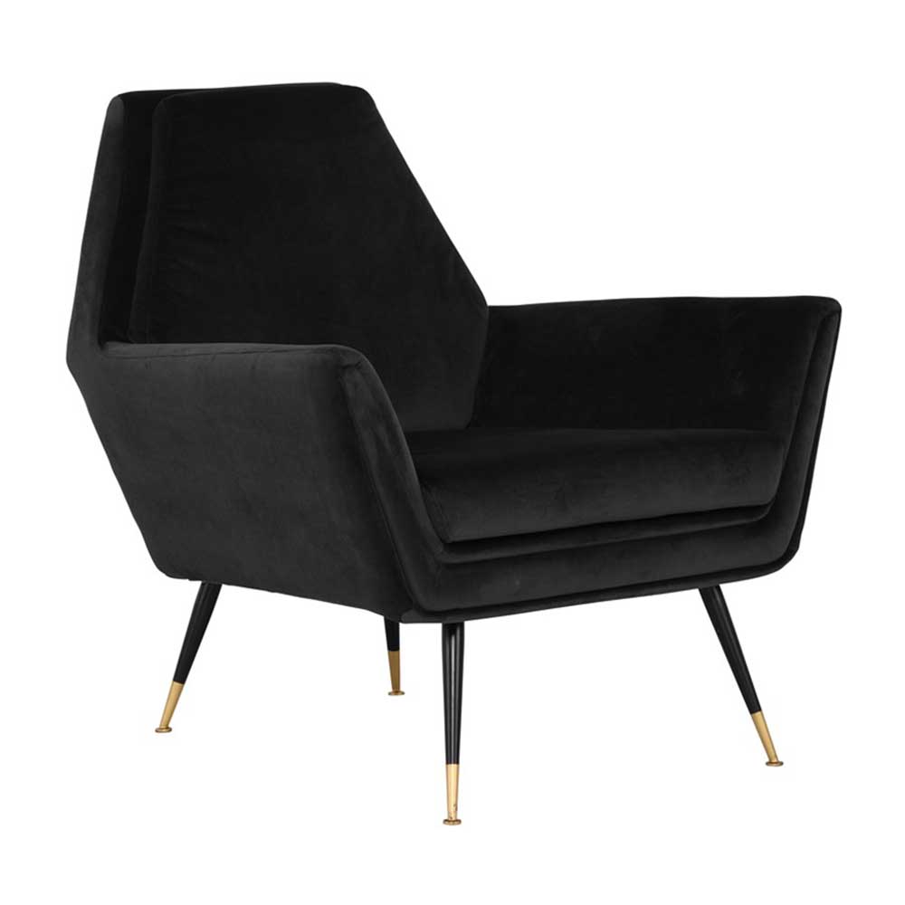 Nuevo Vanessa, fauteuil, en velours et acier, gris foncé