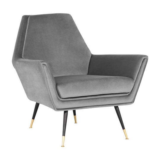 Nuevo Vanessa, fauteuil, en velours et acier, gris fumé