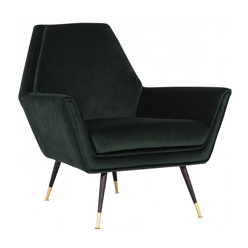 Nuevo Vanessa, fauteuil, en velours et acier, vert émeraude