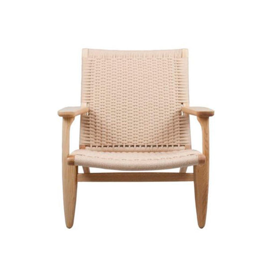 Reproduction Cavo, fauteuil, en bois et en chanvre naturel, naturel