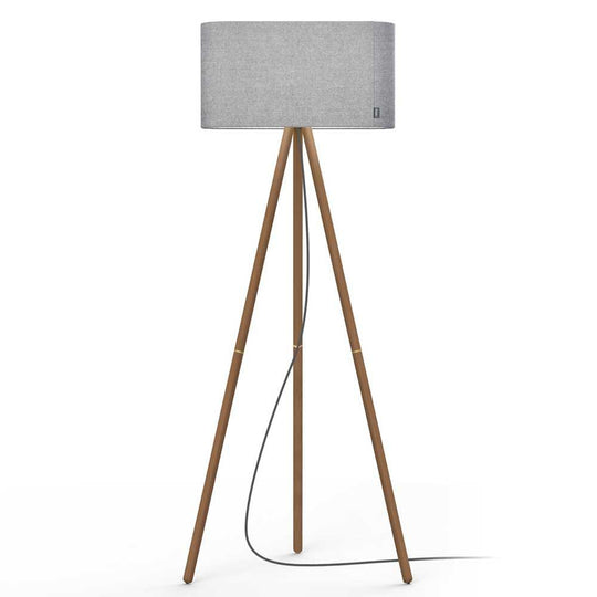 Pablo Designs Belmont, lampe sur pied avec un trépied, en tissu et bois, argenté, noyer