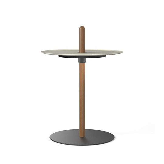 Pablo Designs Nivél Pedestal, lampe de table avec l'abat-jour à hauteur réglable et portable, en bois et métal, blanc, noyer