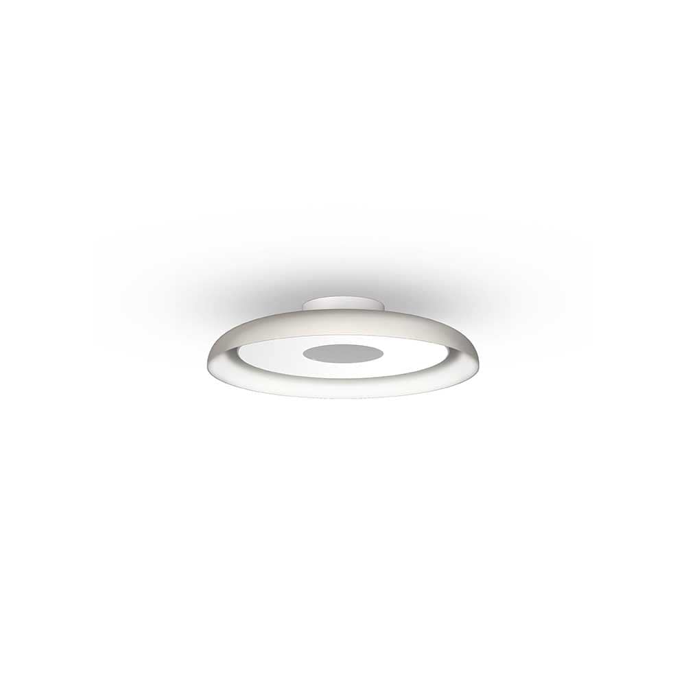 Pablo Designs Nivel Flush, lampe murale LED ronde, en acier ou aluminium, blanc mat, 15ʼʼ