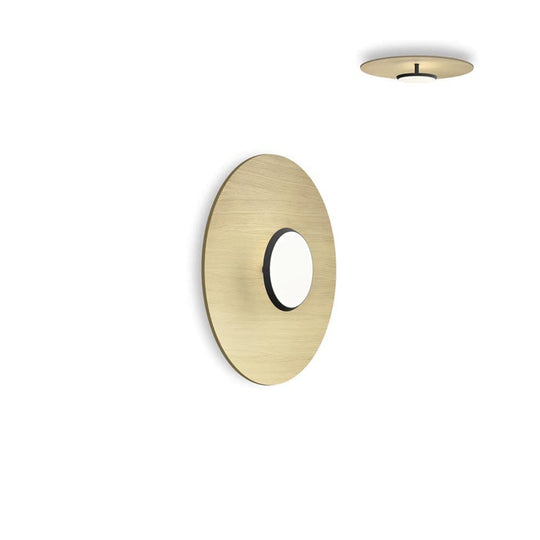 Pablo Designs Sky Dome Flush, lampe murale LED avec une abat-jour en forme de disque, en bois ou métal, chêne, noir, 18ʼʼ