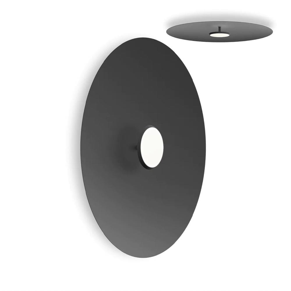 Pablo Designs Sky Dome Flush, lampe murale LED avec une abat-jour en forme de disque, en bois ou métal, noir, noir, 32ʼʼ