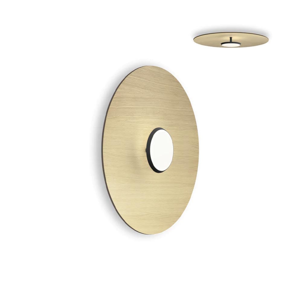 Pablo Designs Sky Dome Flush, lampe murale LED avec une abat-jour en forme de disque, en bois ou métal, chêne, noir, 24ʼʼ