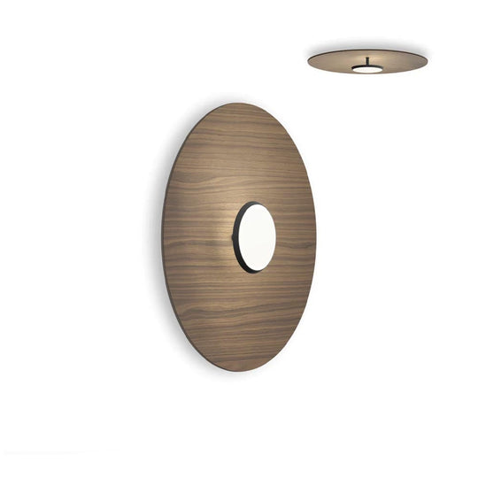 Pablo Designs Sky Dome Flush, lampe murale LED avec une abat-jour en forme de disque, en bois ou métal, noyer, noir, 24ʼʼ