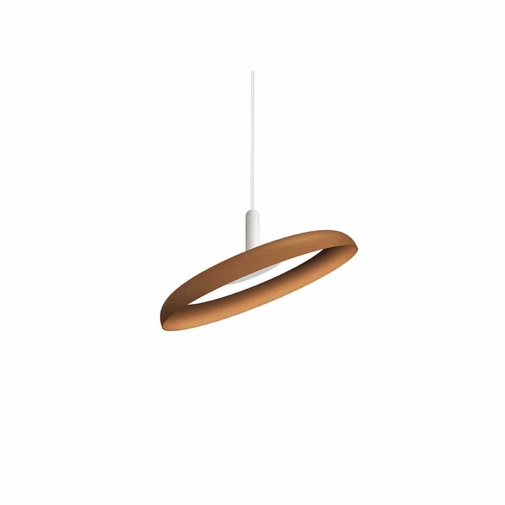 Pablo Designs Nivel, lampe suspendue LED ronde, en acier ou aluminium, terracotta, 15ʼʼ, blanc