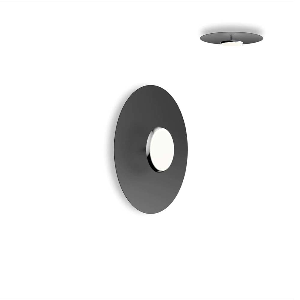 Pablo Designs Sky Dome Flush, lampe murale LED avec une abat-jour en forme de disque, en bois ou métal, noir, alu, 18ʼʼ