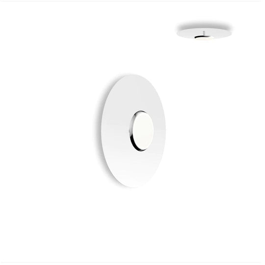 Pablo Designs Sky Dome Flush, lampe murale LED avec une abat-jour en forme de disque, en bois ou métal, blanc, alu,  18ʼʼ