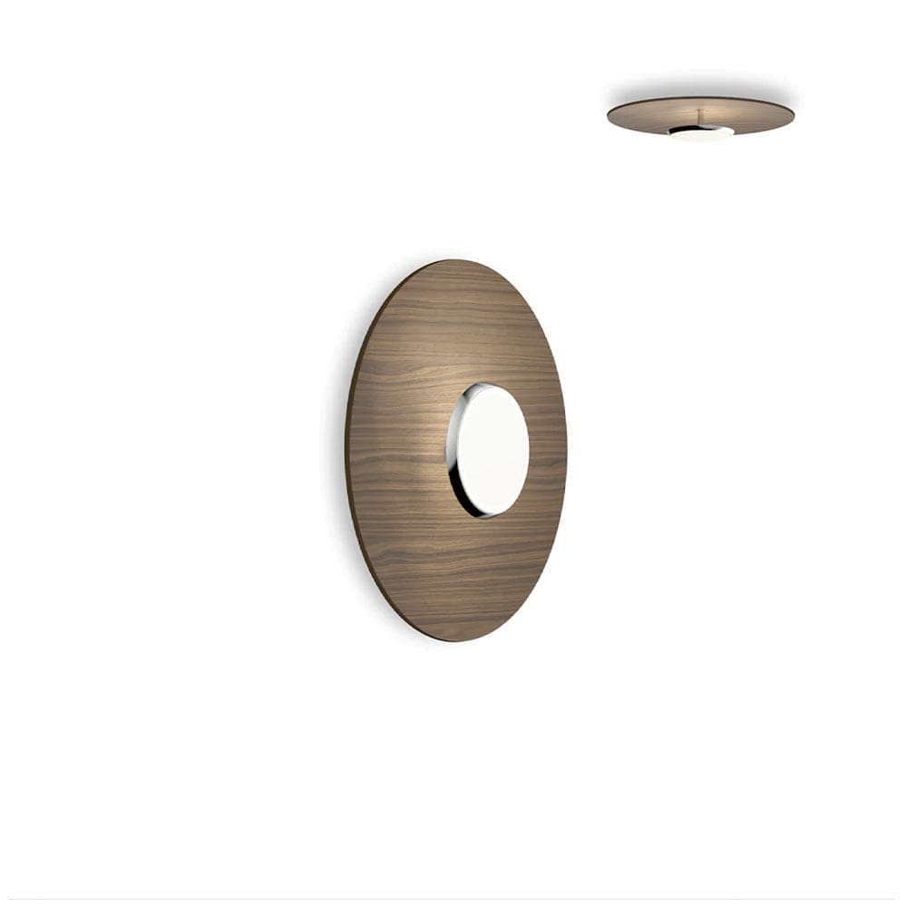 Pablo Designs Sky Dome Flush, lampe murale LED avec une abat-jour en forme de disque, en bois ou métal, noyer, alu, 18ʼʼ