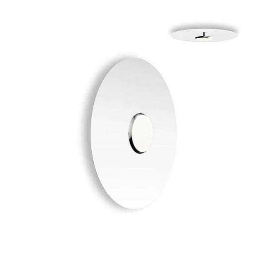 Pablo Designs Sky Dome Flush, lampe murale LED avec une abat-jour en forme de disque, en bois ou métal, blanc, alu, 24ʼʼ