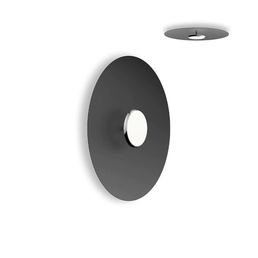 Pablo Designs Sky Dome Flush, lampe murale LED avec une abat-jour en forme de disque, en bois ou métal, noir, alu, 24ʼʼ