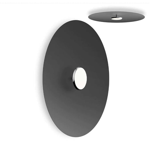 Pablo Designs Sky Dome Flush, lampe murale LED avec une abat-jour en forme de disque, en bois ou métal, noir, alu, 32ʼʼ