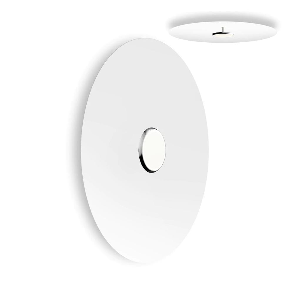 Pablo Designs Sky Dome Flush, lampe murale LED avec une abat-jour en forme de disque, en bois ou métal, blanc, alu, 32ʼʼ