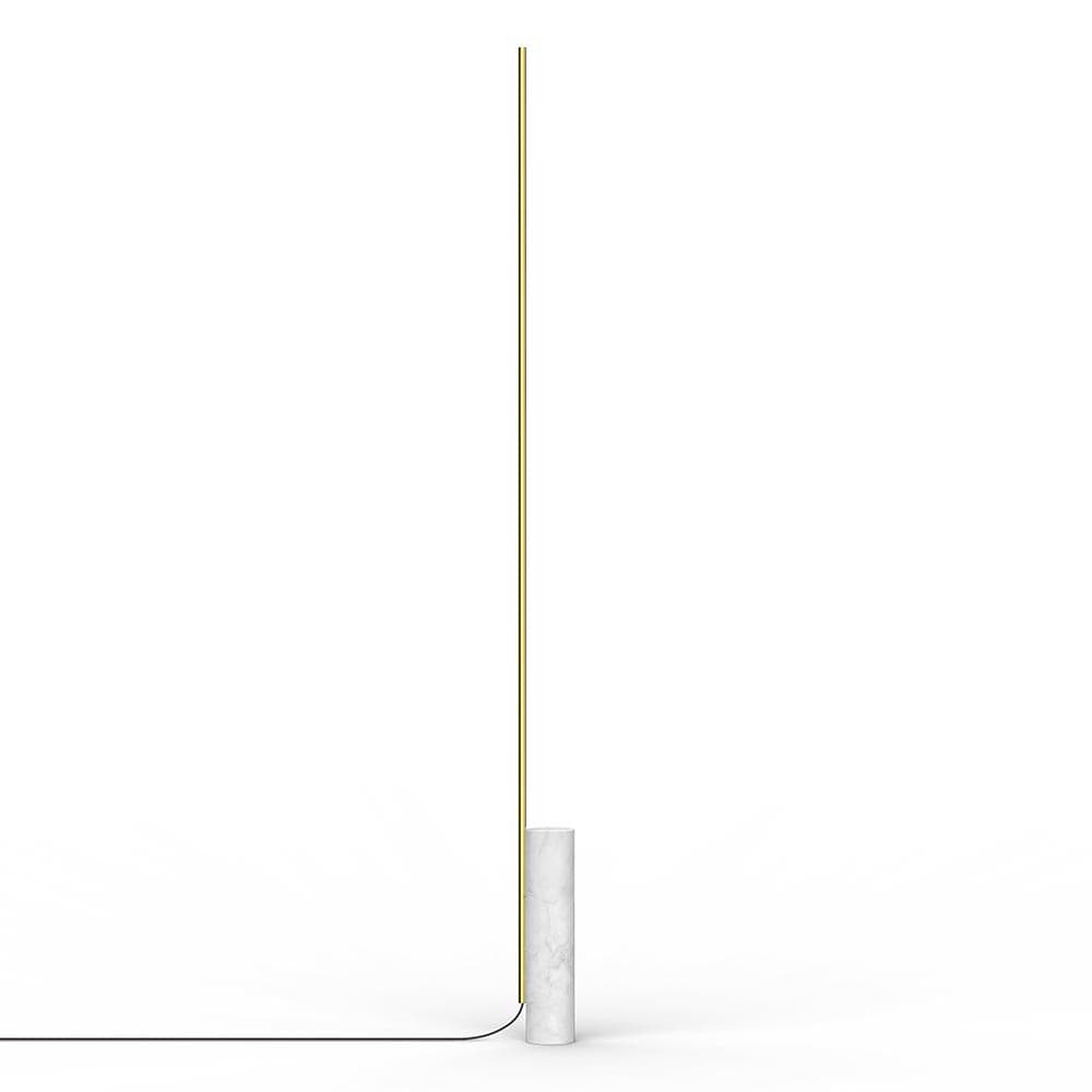 Pablo Designs T.O, lampe sur pied en forme de cylindre, en marbre et aluminium, blanc / laiton