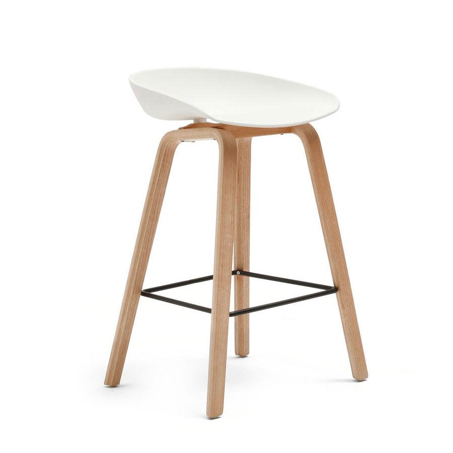 Reproduction About, tabouret de comptoir, blanc / naturel