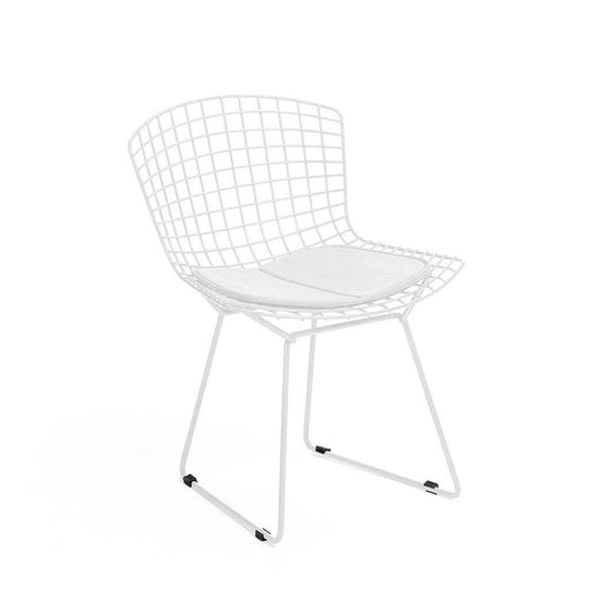 Reproduction Bertoia, chaise de salle à manger avec coussin, en métal, blanc