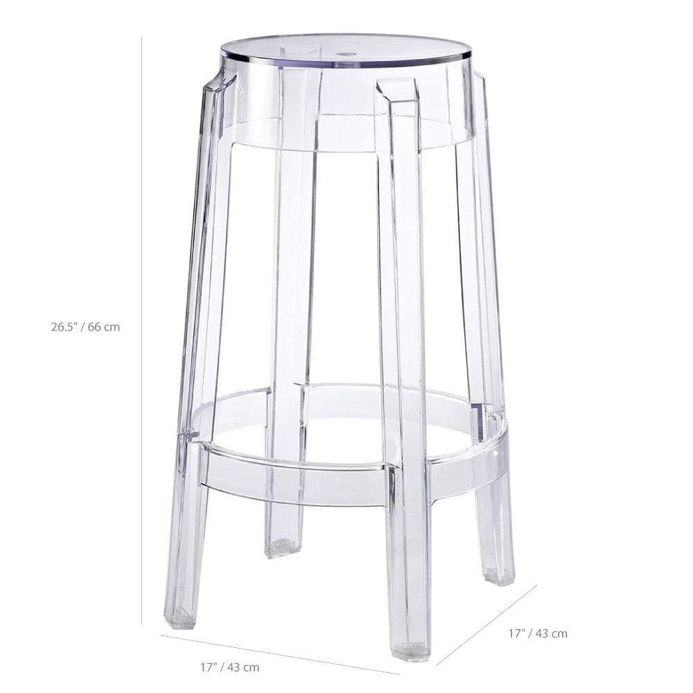 Reproduction Ghost, tabouret de comptoir transparent, en polycarbonate, dimensions