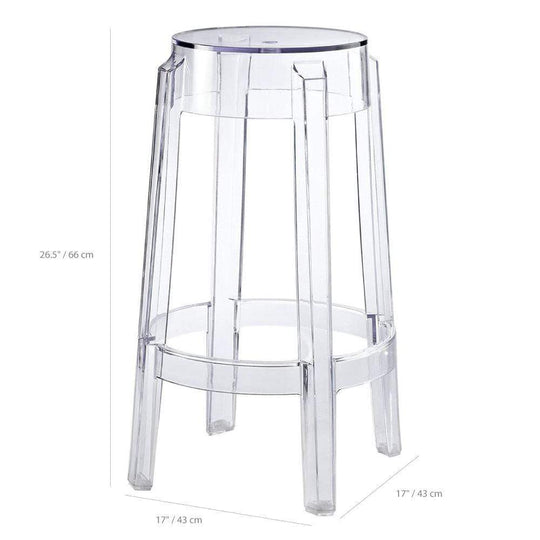 Reproduction Ghost, tabouret de comptoir transparent, en polycarbonate, dimensions