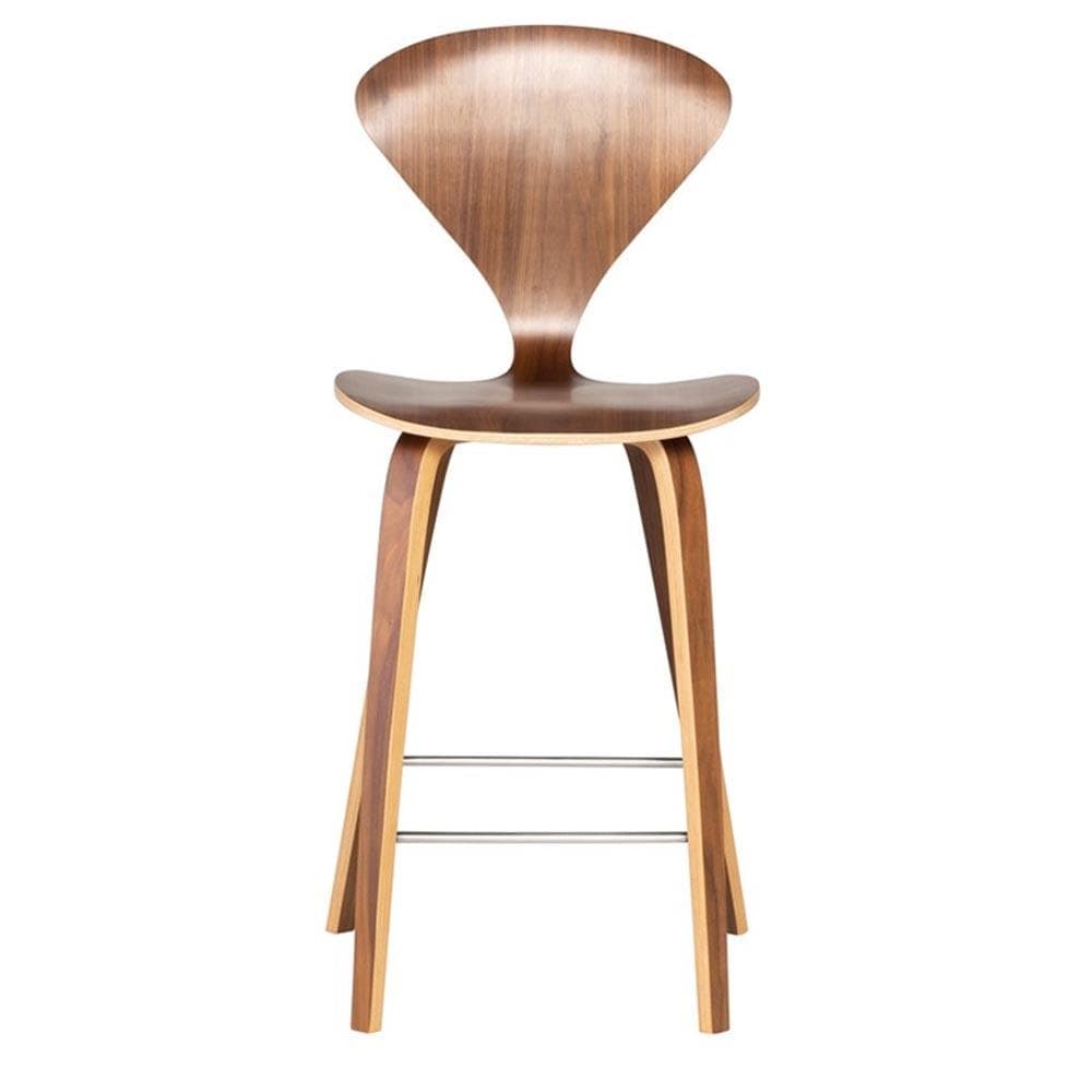 Nuevo Cherner, tabouret de comptoir, en placage de bois, noyer