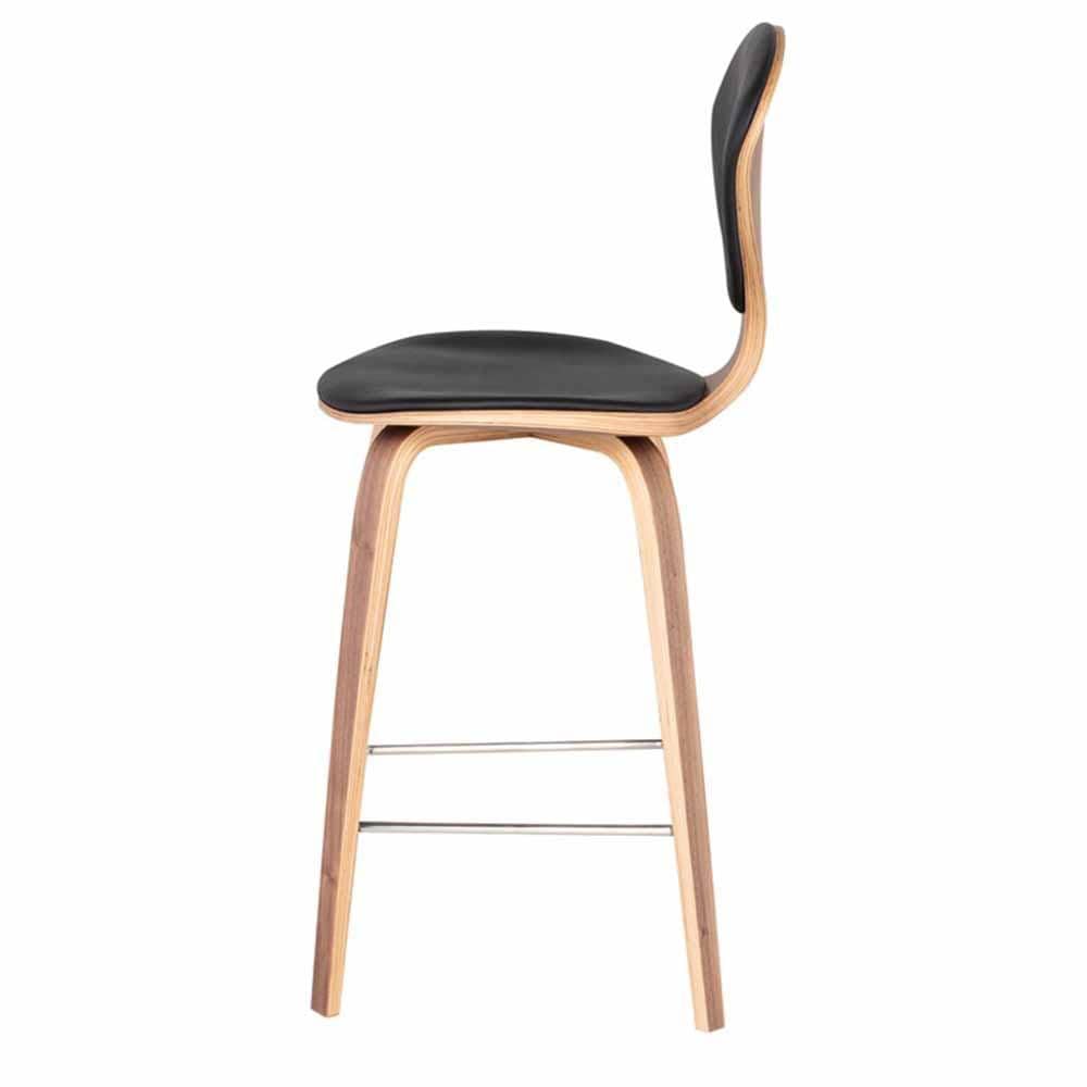 Nuevo Cherner, tabouret de comptoir rembourré, en cuir et placage de bois, noir