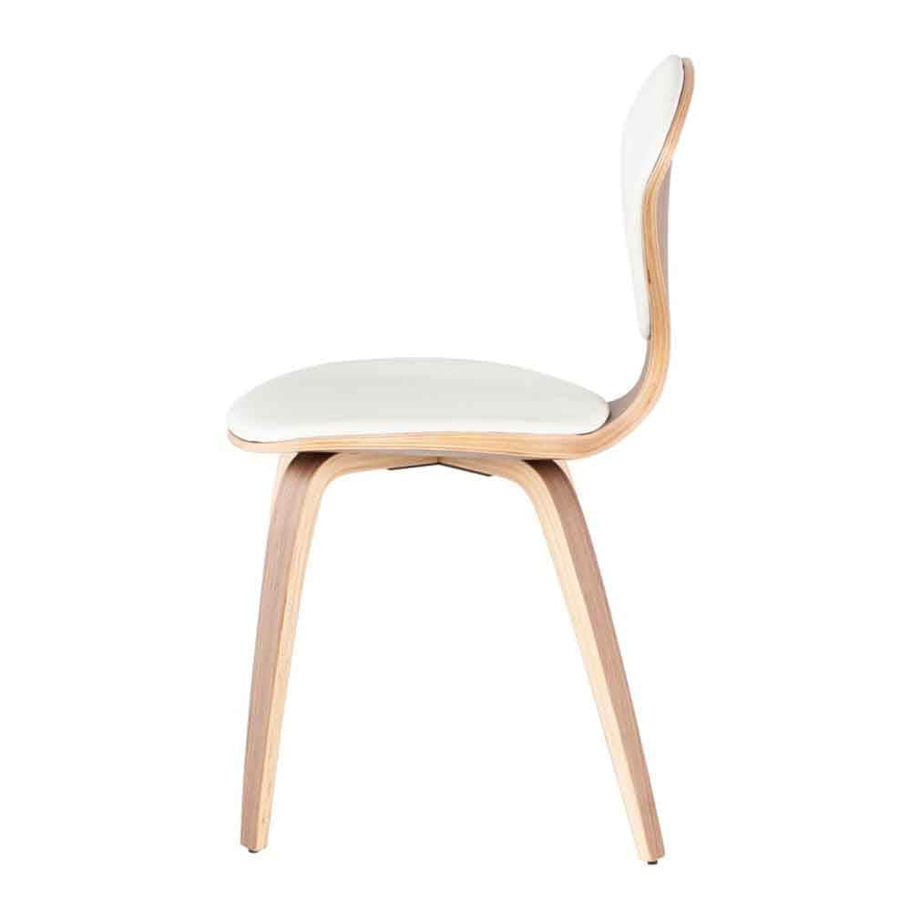 Nuevo Cherner, chaise rembourrée, en cuir et placage de bois, blanc