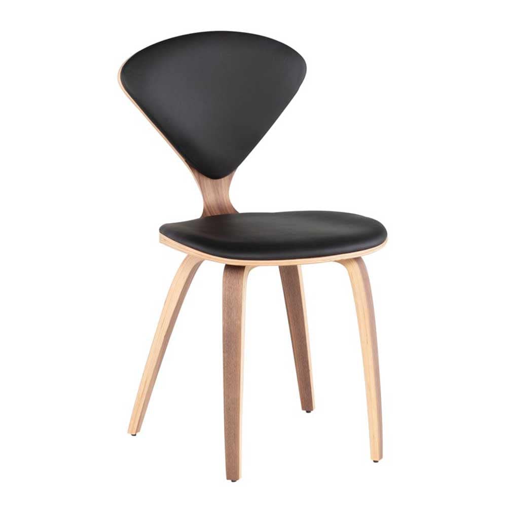 Nuevo Cherner, chaise rembourrée, en cuir et placage de bois, noir