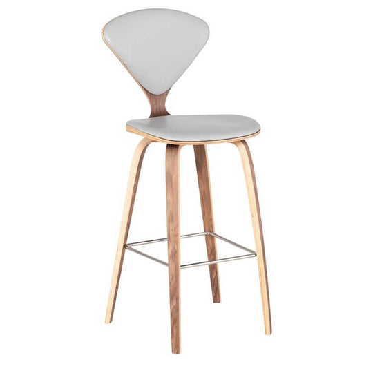 Nuevo Cherner, tabouret de bar rembourré, en cuir et placage de bois, gris